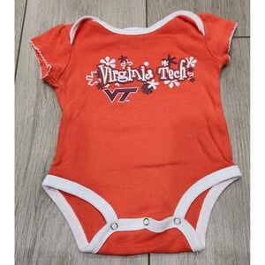 Virginia Tech Hokies Baby Girl Orange Russell Athletic Bodysuit‎ 3-6M VT Logo